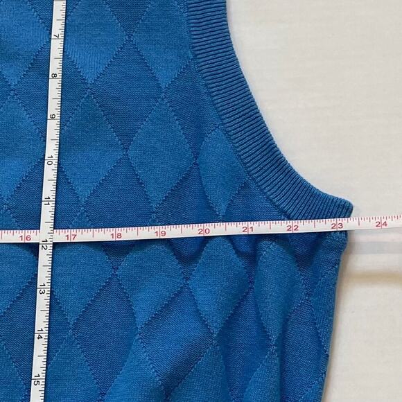 Bundle 2 Saddlebred Cotton Golf Preppy Sweater Vests Blue, Red, Diamond L - Picture 10 of 11